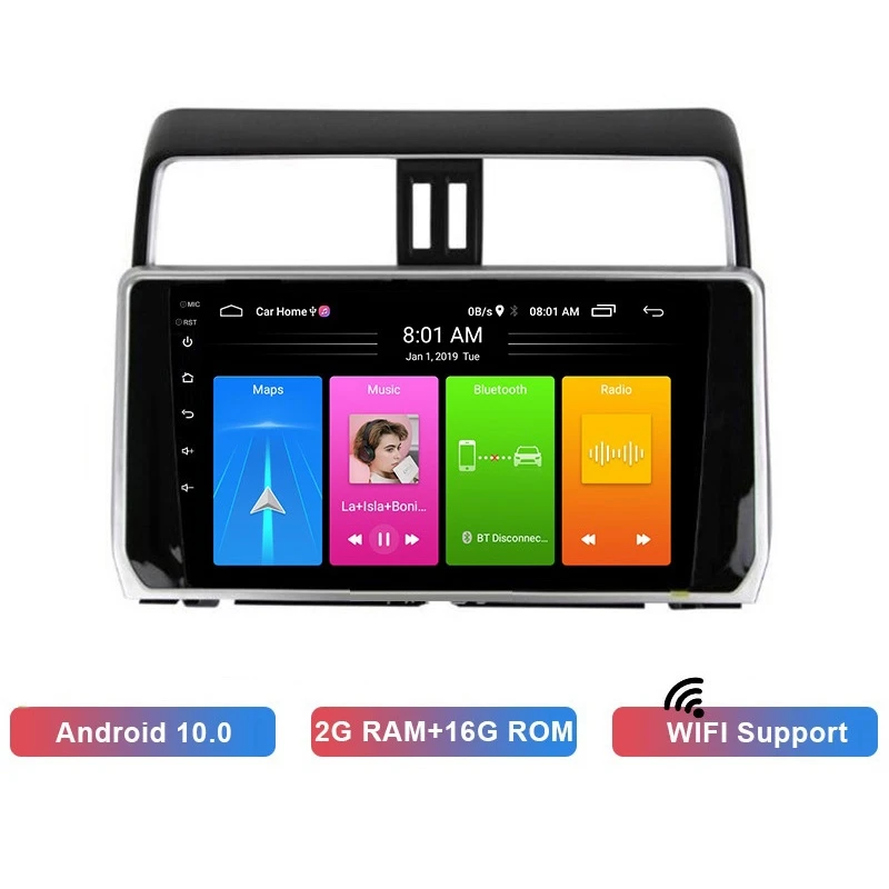 

10 Inch Android 10 HD Car MP5 Player Stereo Radio 2+16GB Wifi Bluetooth GPS Navigation For Toyota Prado 2018