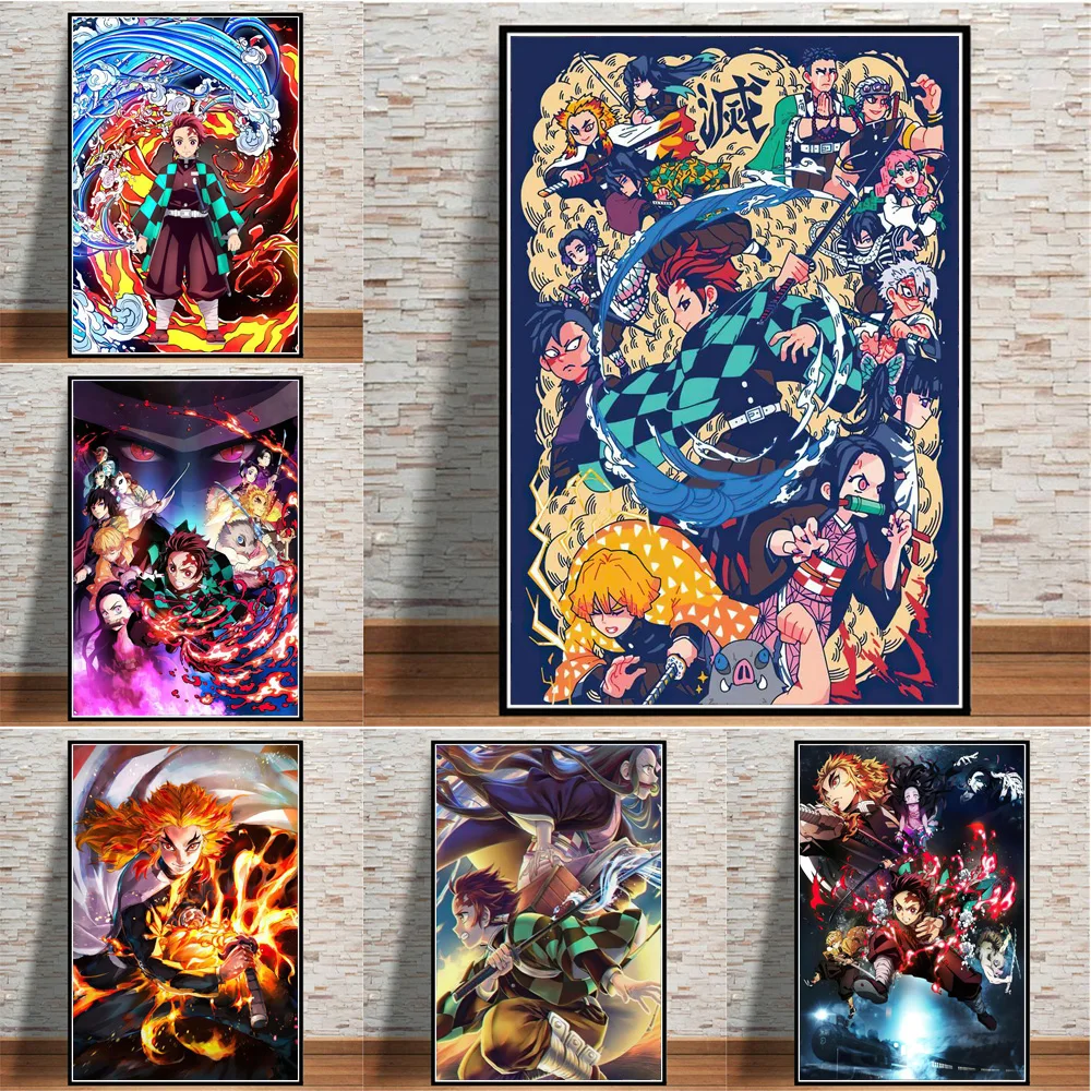 

Demon Slayer Cartoon Art Posters And Prints Popularity Japanese Anime Canvas Wall Painting For Kids Room Mural Decoration