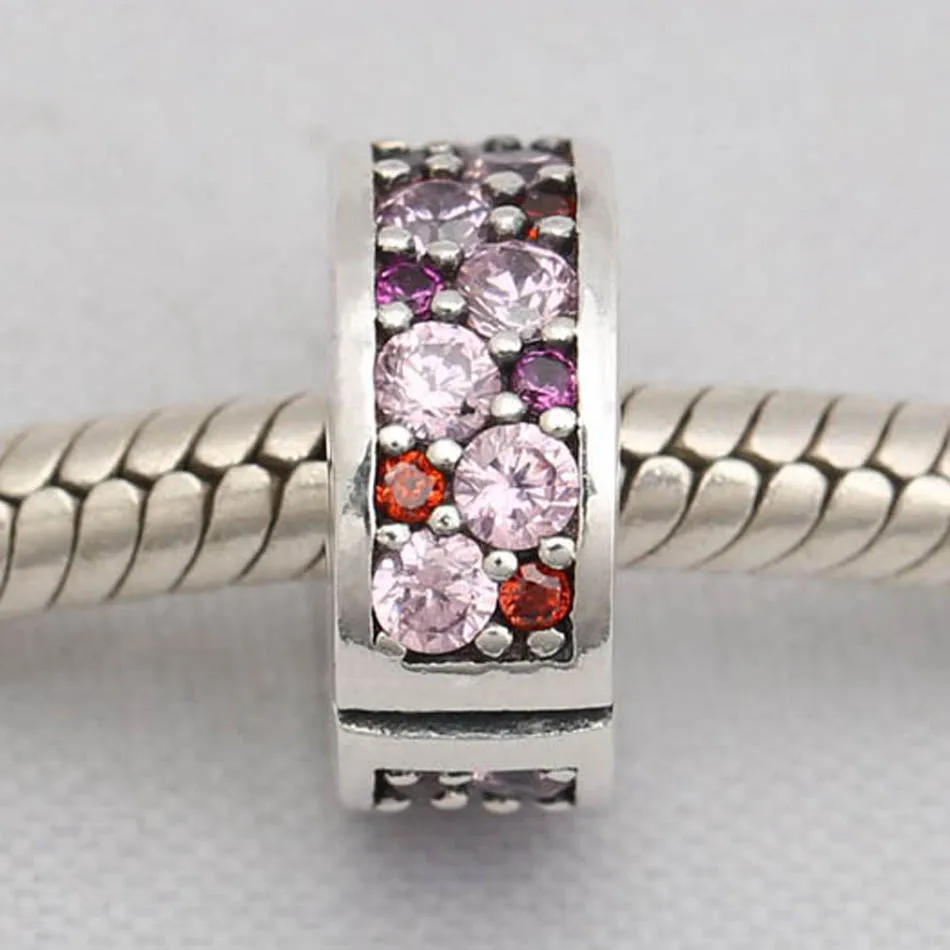 

Ювелирные изделия из серебра S925 пробы, мозаика, яркая элегантность зажимов, шарм, женский браслет, необычный розовый и фиолетовый CZ