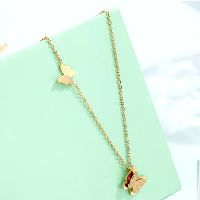 Матовый чехол в стиле ретро кулон форме бабочки для женщин девушек цепочка на