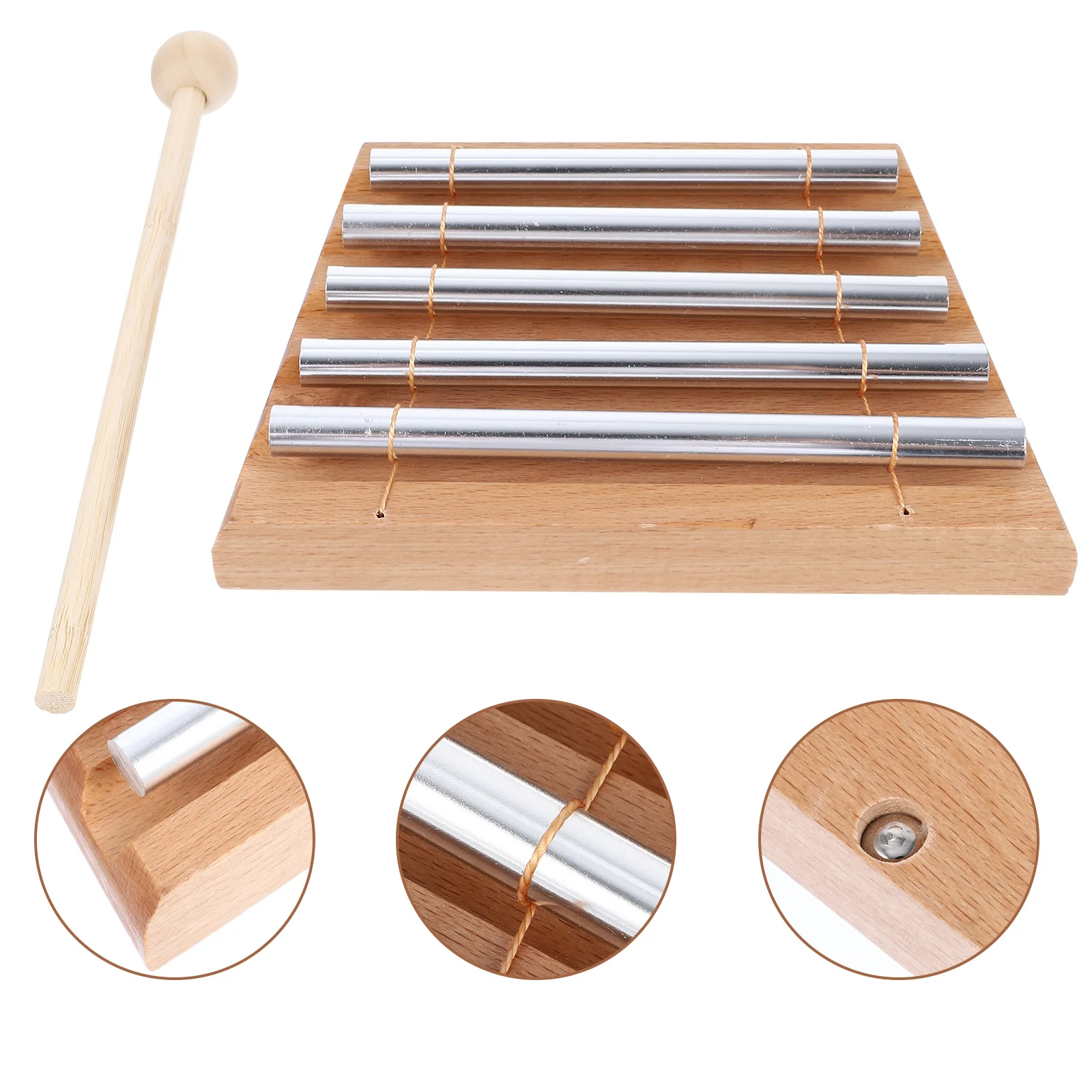 

5-Tone Wooden Chimes with Mallet Percussion Instrument for Prayer Yoga Meditation Musical Chime Toy for Children Reminder Bell