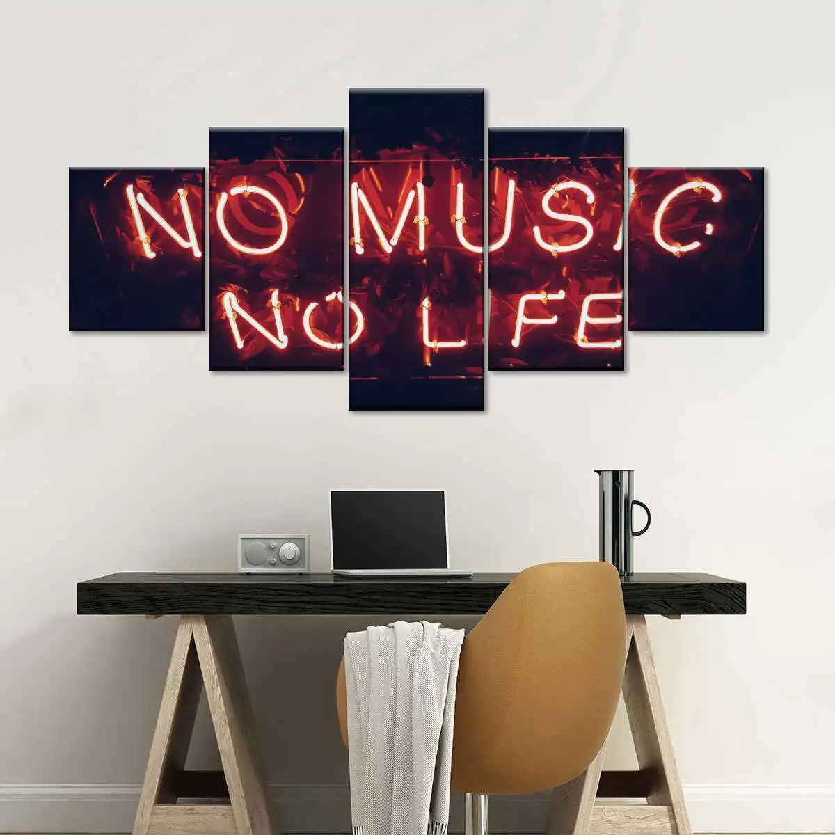 

No Framed Canvas 5Pcs No Music No Life Quotes Wall Art Posters Picture Modern Home Decor Accessories Living Room Paintings