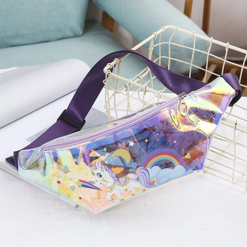 New Girl Women Waist Bag PVC Transparent Unicorn Travel Phone Pouch Belt Waterproof Cartoon Kids Fanny Packs Money | Багаж и сумки