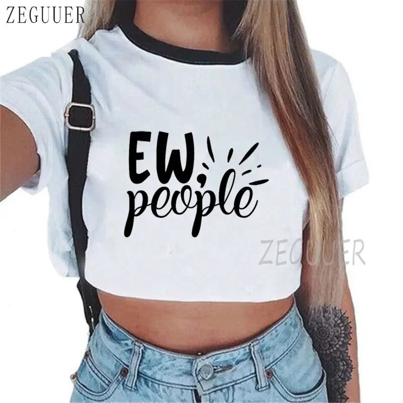 

Женская футболка с мультяшным принтом Ew, модная женская футболка для молодых девушек, Новинка лета 2021, милый облегающий кроп-топ в стиле Хар...