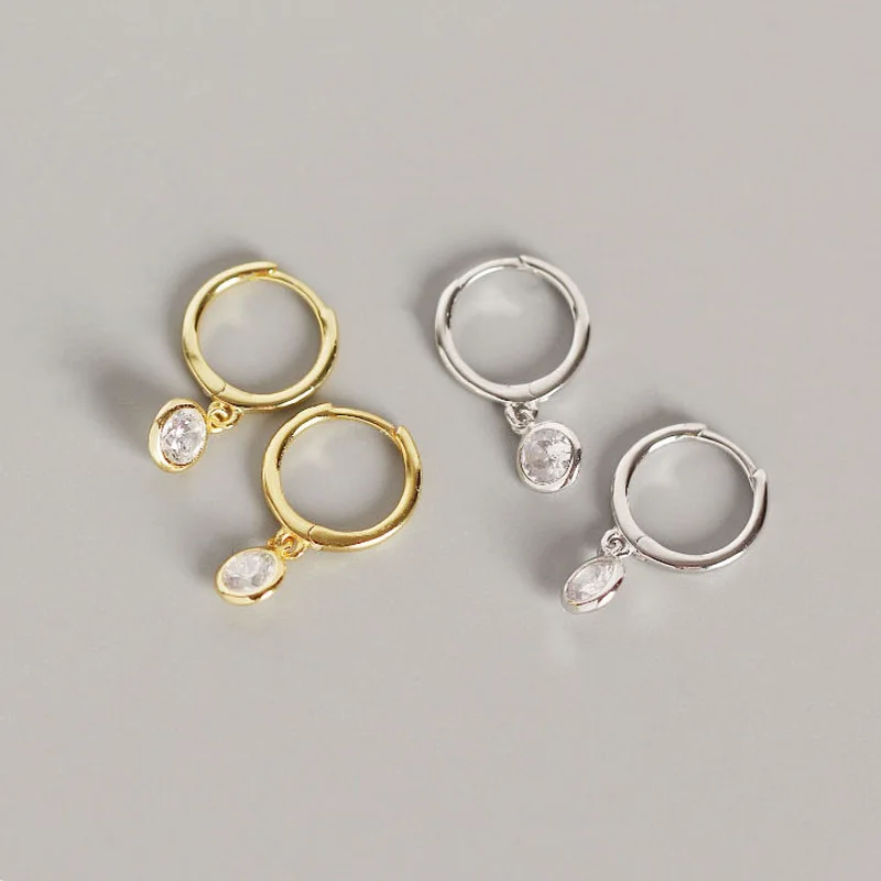 WTLTC простые висячие серьги кольца из кубического циркония для женщин 925 пробы