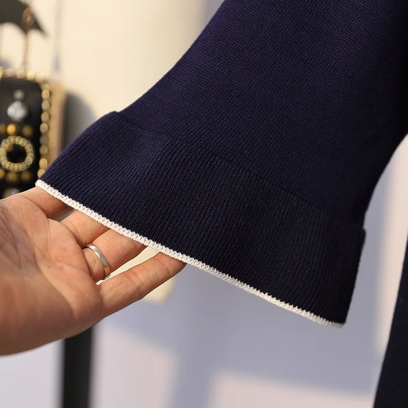 Женское платье для полных женщин Модный облегающий вязаный свитер с длинным