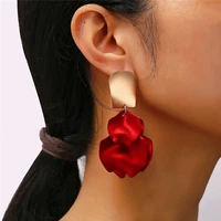 limario new arrival vintage women dangle earrings sexy rose petal long tassel earrings female korean jewelry red earrings