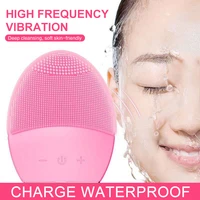2021 electric silicone facial brush usb rechargeable portable facial cleansing brush massager deep cleaning pore skin care tools