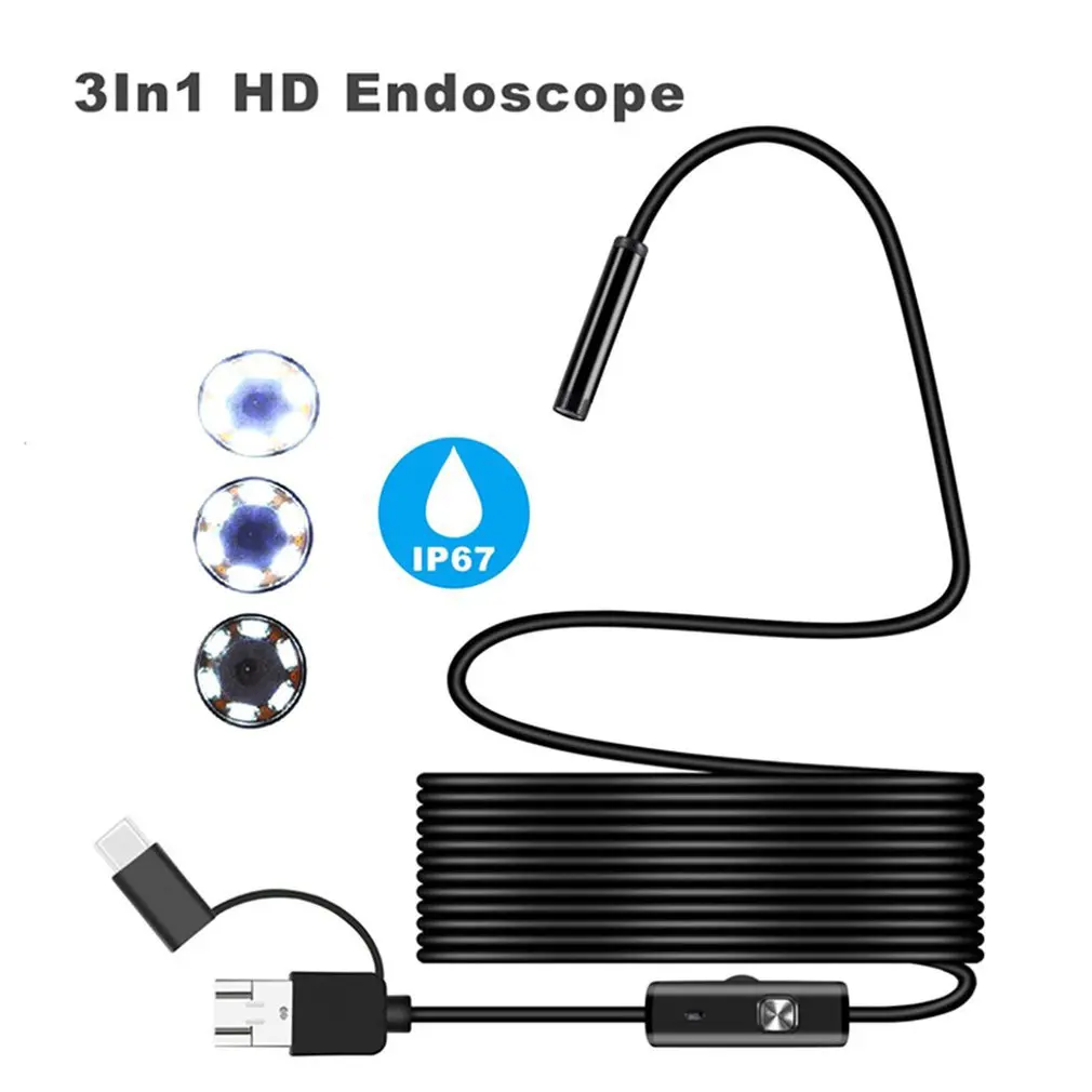 

USB-камера-эндоскоп с гибким кабелем, 7 мм, 2 м, 1 м, 1,5 м