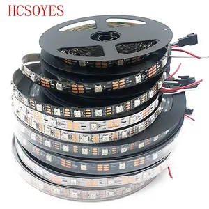 Пиксельная СВЕТОДИОДНАЯ лента smd ws2812b ws2811ic, встроенная rgb-лента 5050 smd, индивидуальное управление 3060144м, 5 в постоянного тока, черныйбелый, ПП
