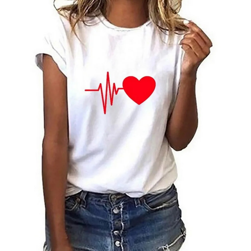 

Summer New 90s Heart Shaped Printed T Shirt Ladies Casual Harajuku Graphic Short Sleeve Women T shirt O Neck Top Tees_T-Shirts