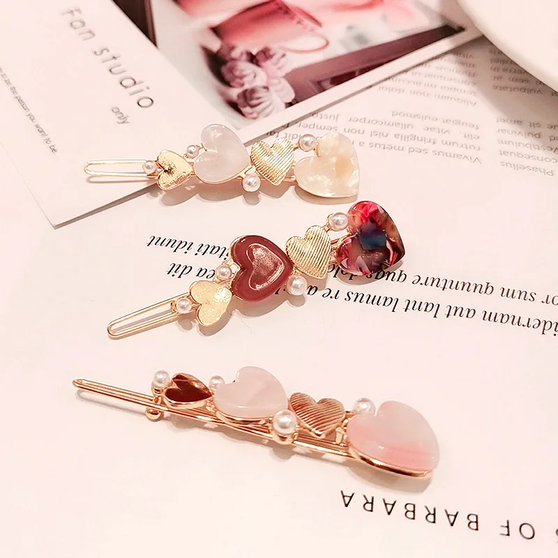 

Hair Clips for Women Vintage Geometric Alloy Love Pearls Hairband Elegant Girls Bang Hairgrip Barrette Hair Accessories