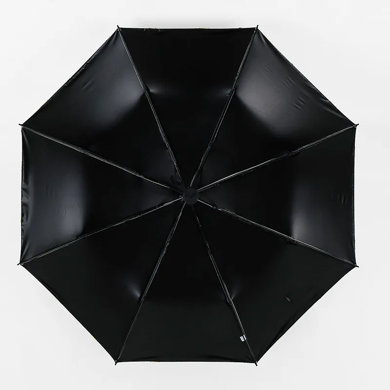 Складной зонт для защиты от солнца тройной складной аксессуар из черной резины