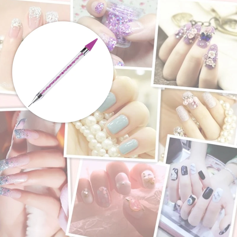 

Wax Dot Dual End Nail Art Acrylic Picker Dotting Pen Rhinestone Glitter Powder Sequins Pick Up Remove Tool Brush