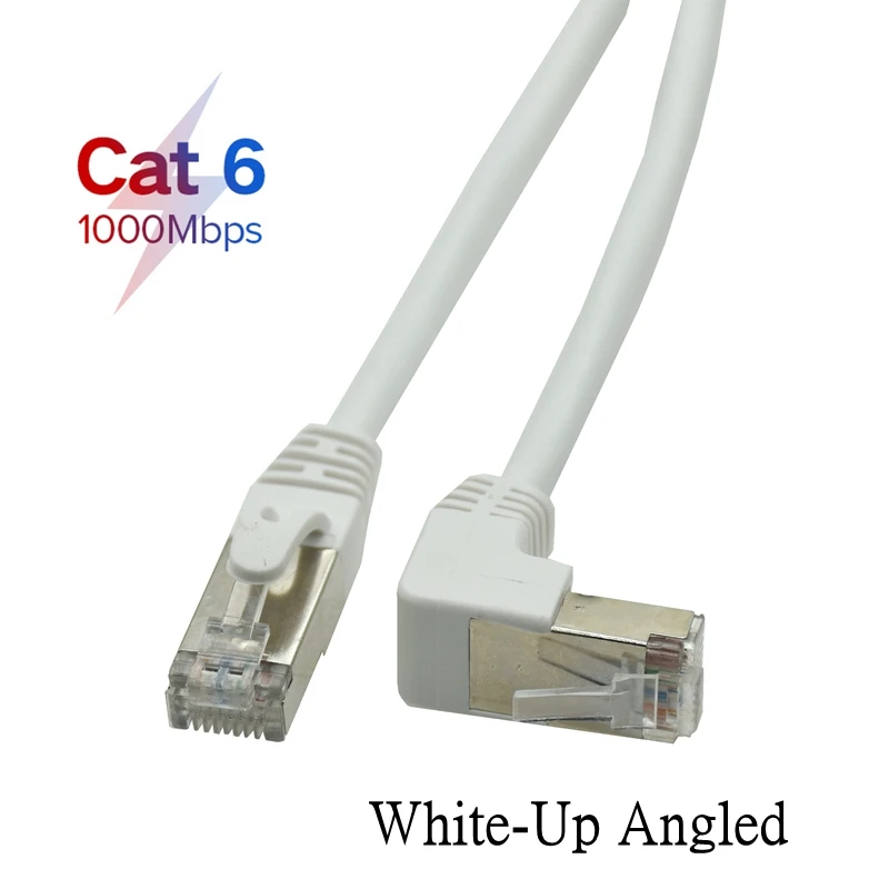 CAT6 Round Ethernet Cat 6 Lan Cable RJ 45 Network Patch Cord Right Angle 90 Degree For Laptop Router RJ45 Internet Cable White images - 6