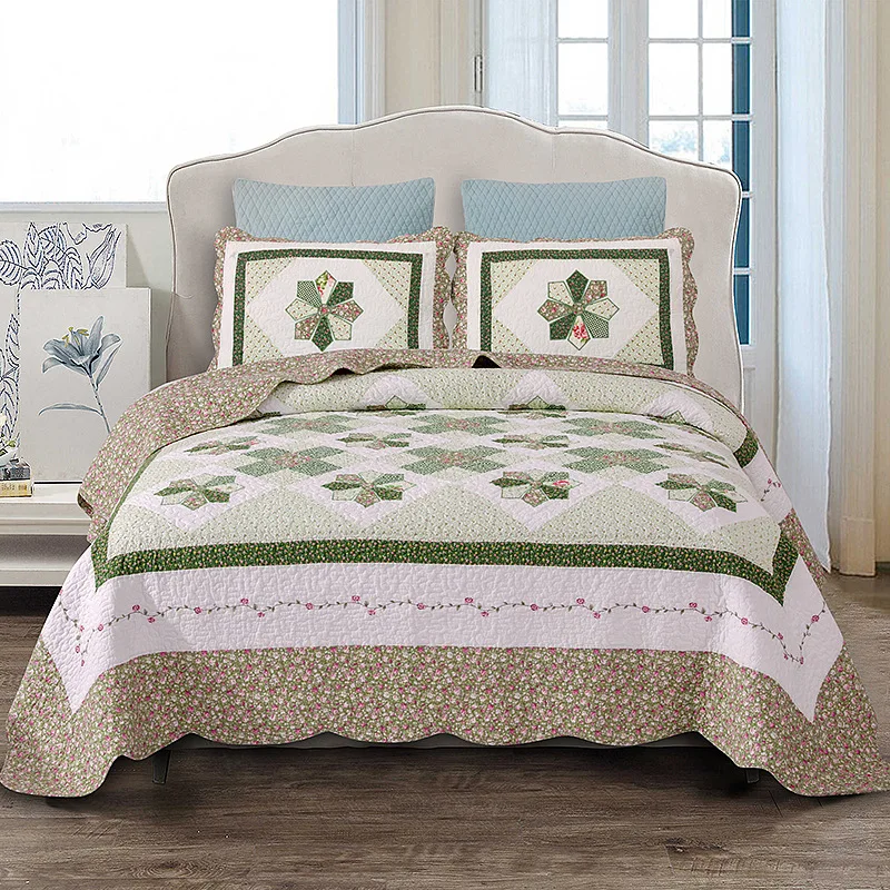 Комплект постельного белья с аппликацией CHAUSUB хлопковое стеганое покрывало