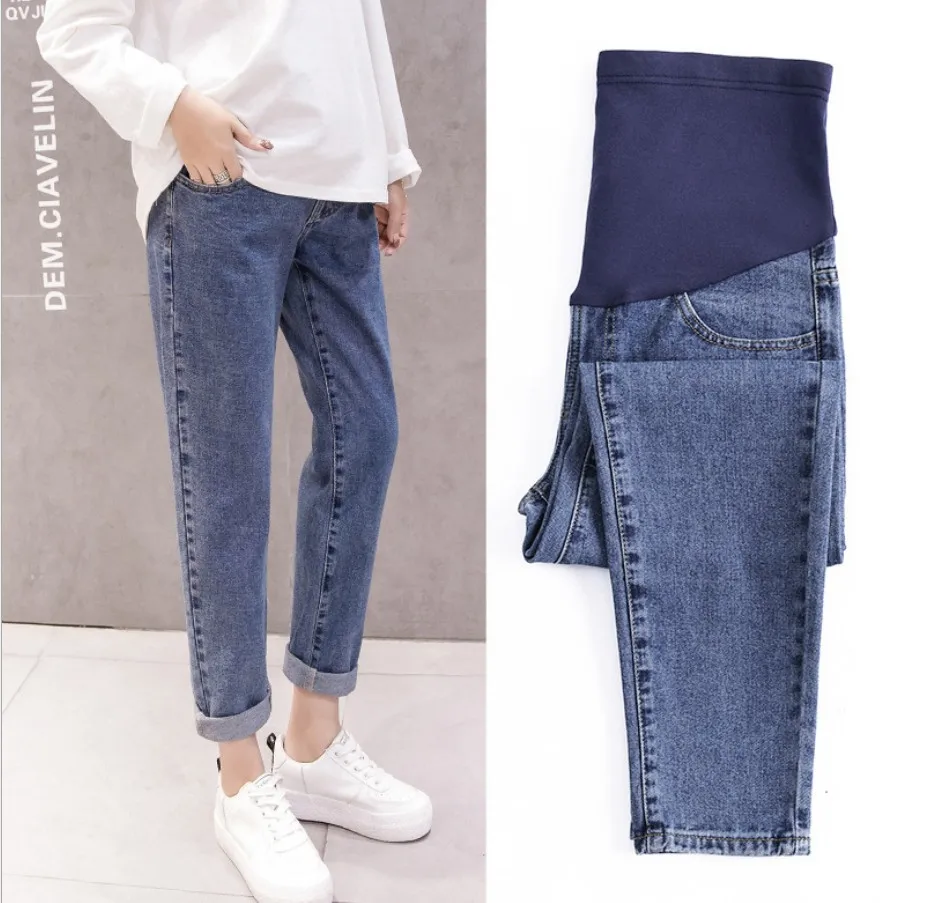 Брюки для беременных брюшные джинсы бойфренды Одежда брюки с высокой талией