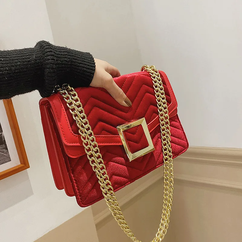 

High Quality Women Velour Chain Shoulder Messenger Bag Designer Ladies Small Crossbody Bags for Women Casual Handbags Travel Bag