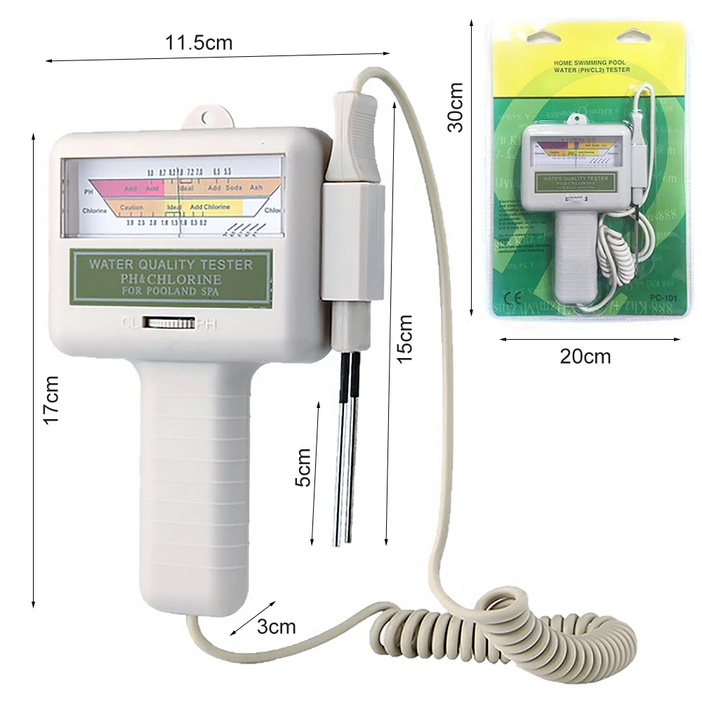 

1Pcs PH Chlorine Tester CL2 Aquarium Water Quality Checker Portable Home Swimming Pool PH Test Monitor Meter White New