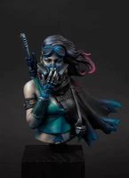 110 unpainted desert female warrior bust model resin kit masked girl statue