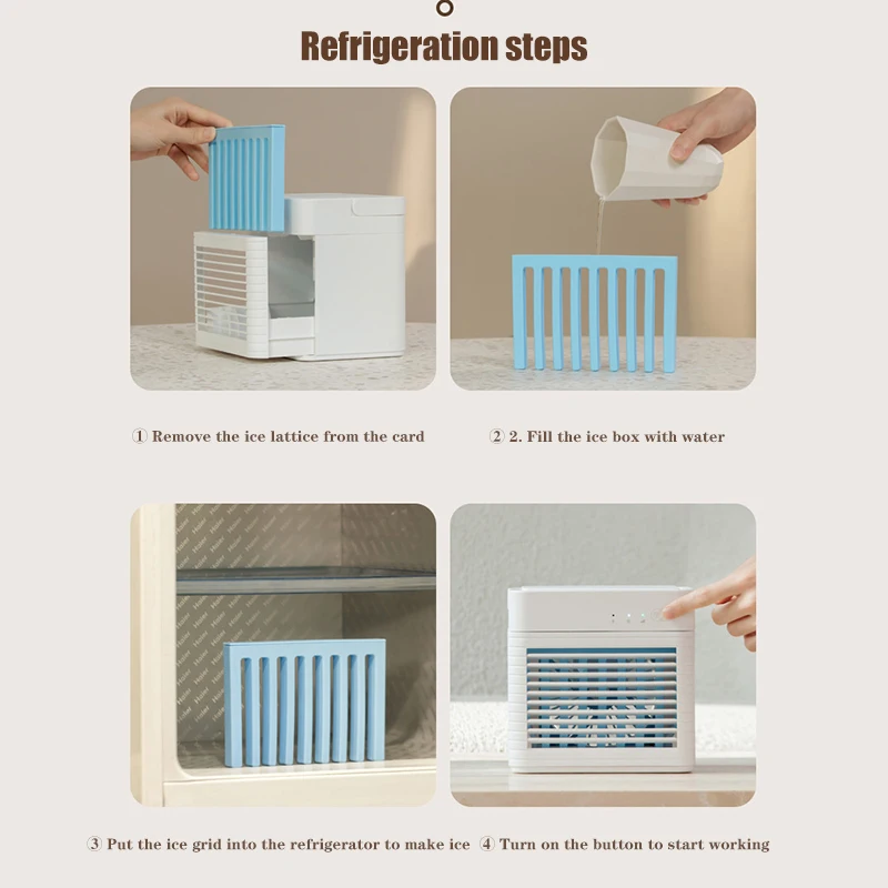 

Portable Cooling Fan Personal Air Conditioner with 3 Wind Speed Mini Mute Humidifier for Home Bedroom Office DRSA889