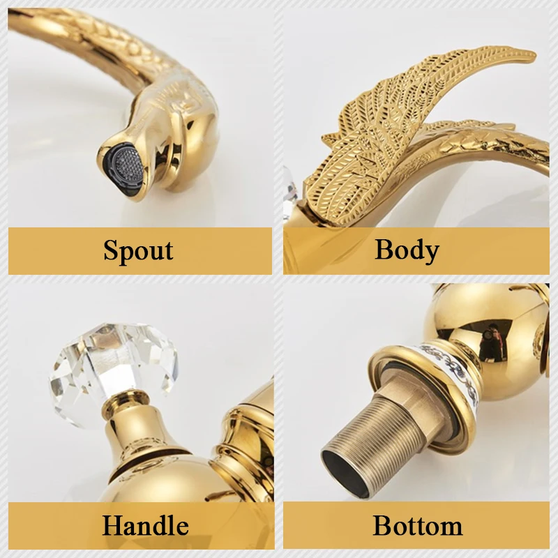 Смеситель для раковины shinessie Golden Bird роскошный кран горячей и холодной воды в