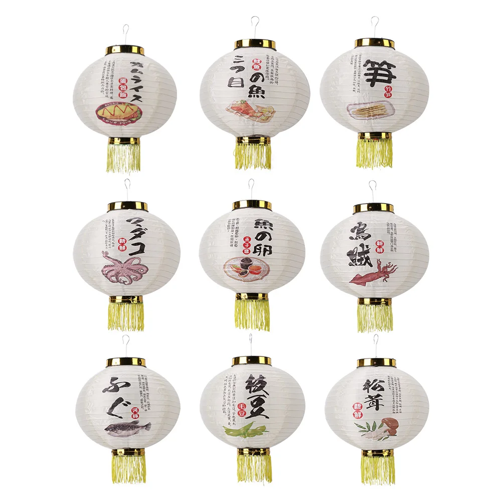 

12 inch Sushi Lantern Japanese Style Printing Cloth Waterproof Bar Lanterns Restaurant Pub Decoration Accessories