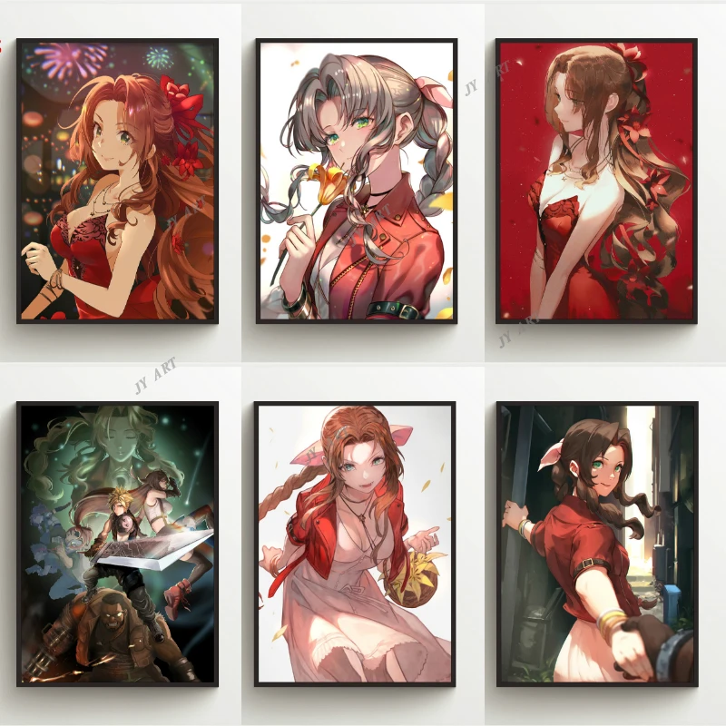 Плакаты из аниме финальная фантазия VII FF7 Aerith gainsborо холст настенная живопись