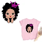 Kawaii АФРИКАНСКАЯ ДЕВУШКА термо переводная наклейка на одежду своими руками моющиеся утюгом патчи для одежды женская футболка аппликация Декор