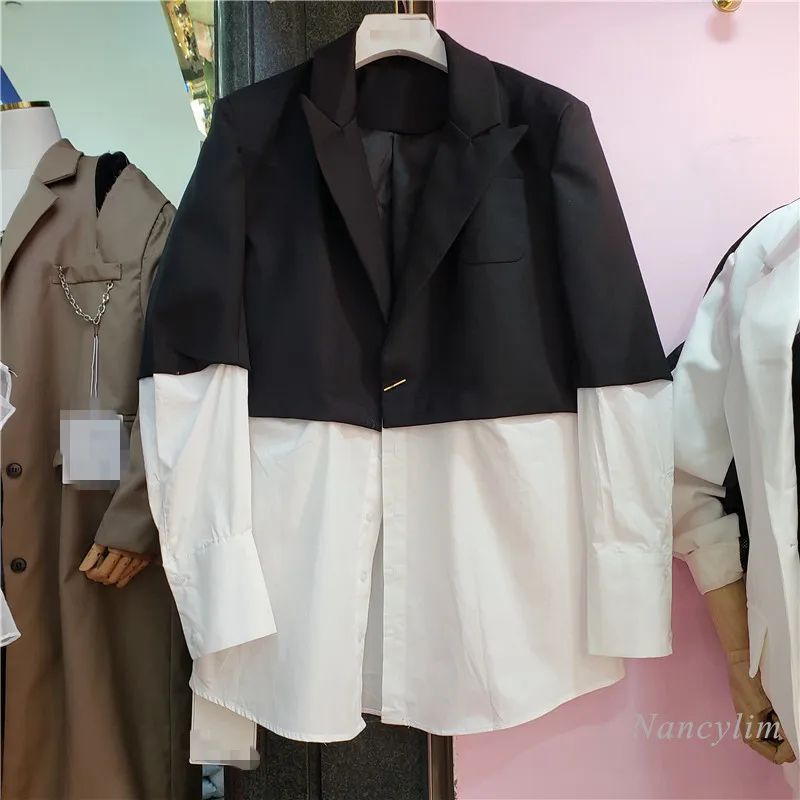 

Korean Fashion Blazer Women Loose Color Patch Coat 2021 Autumn New Female Outwears Top Nancylim