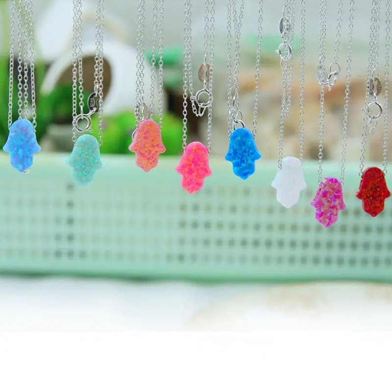 Арабский синий хамса руки опал кулон рука Фатимы ожерелье из нержавеющей стали