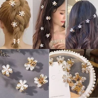 1 set sweet pearl camellia hair claw fashion gold flower hair clip pin for women girl flower for hair