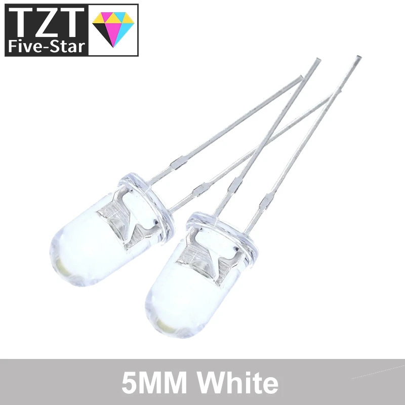 100 шт./лот прозрачный Круглый 5 мм супер яркий зеленый красный белый желтый синий