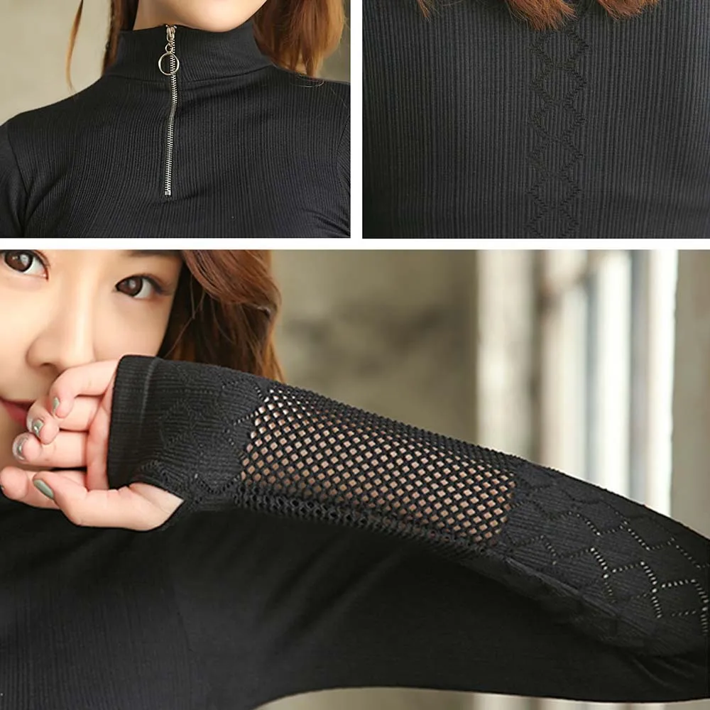 Женские спортивные топы с длинным рукавом для бега сетчатые тренировок фитнеса