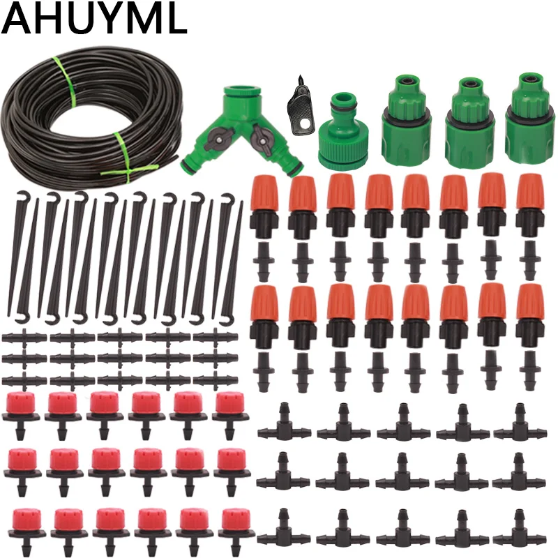 30 м 50 м Микро Капельное орошение + наборы для полива распылением автоматический Регулируемый капельный распылитель для горшечных растений садовых теплиц