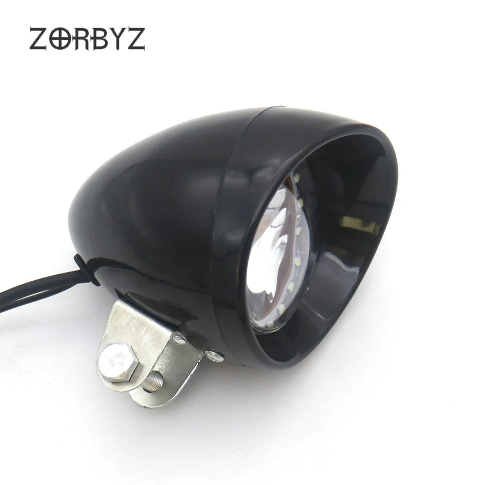Черные светодиодные передние фары ZORBYZ для мотоцикла 12 В противотуманные с белым