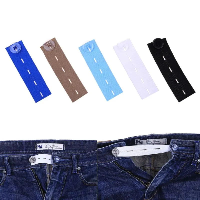 

1Pc Maternity Waistband Pants Belly Rubber Band Belt Skirt Trousers Waist Expander Buttons 4 Holes Adjustable Elastic Extender 5