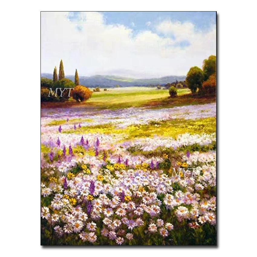 

Flower Sea Handmade Canvas Art Hand Painted Abstract Oil Paintings On Canvas Wall Art Pictures For Living Room Home Decoration