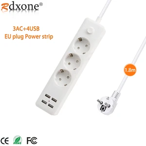 Power Strip EU Plug USB Fast Charging Socket Universal Electrical Extender Cord Extension Cable for home office plug with switch