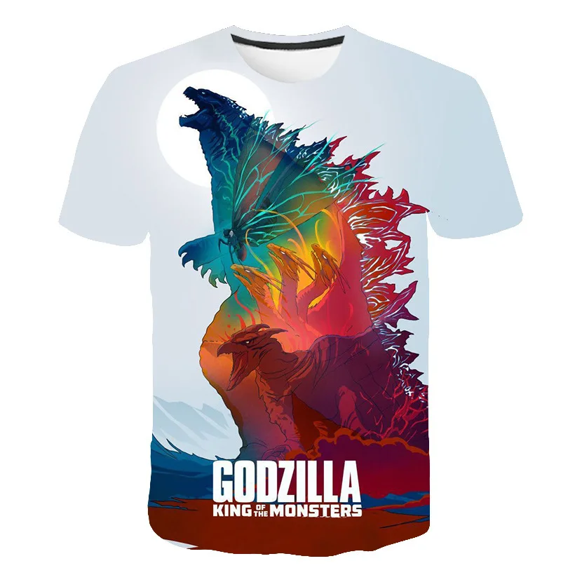 Футболка Годзилла дышащие и впитывающие пот топы с короткими рукавами для