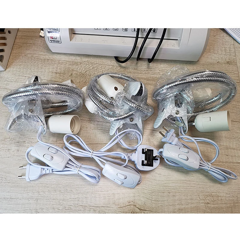 

E27 Desk Lamp Holder UK US Plug Lamp Holder Clamp 360 Degrees Flexible Universal Hose Lamp Holder Clip With On Off Switch
