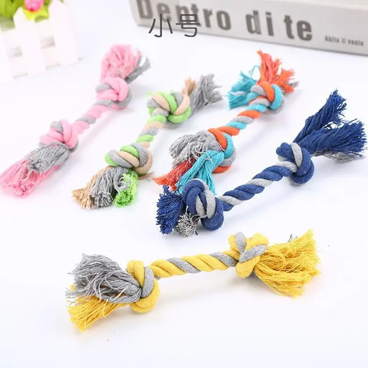 

Pet Dog Puppy Double Knot Chew Rope Knot Toys Clean Teeth Durable Braided Bone Rope Pet Molar Toy Pet Supplies Random Color