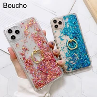 Glitter Phone Case For iPhone Pro Max Max Plus Liquid Quicksand Case With Finger Ring Cover Bling Sequins