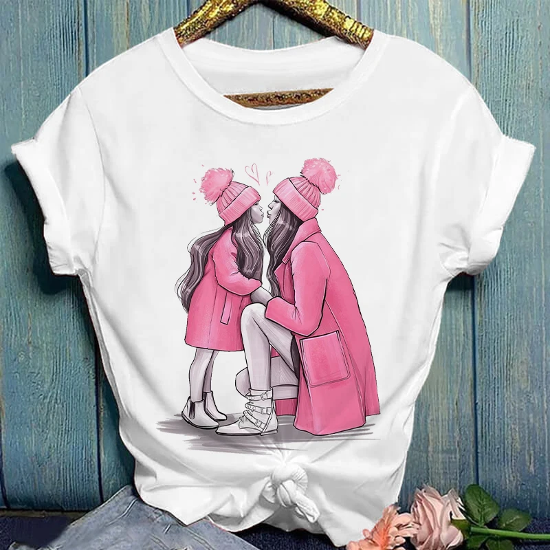 

Tshirt Basic Summer T Shirt Mother Print O Neck Women Tee Simple Short Sleeve Ladies Clothing Tshirt Funny Female T-Shirt Tops