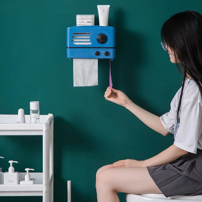 

Креативная перфорированная коробка для туалетной бумаги для ванной комнаты, многофункциональная коробка для бумаги, кухонный настенный Ре...