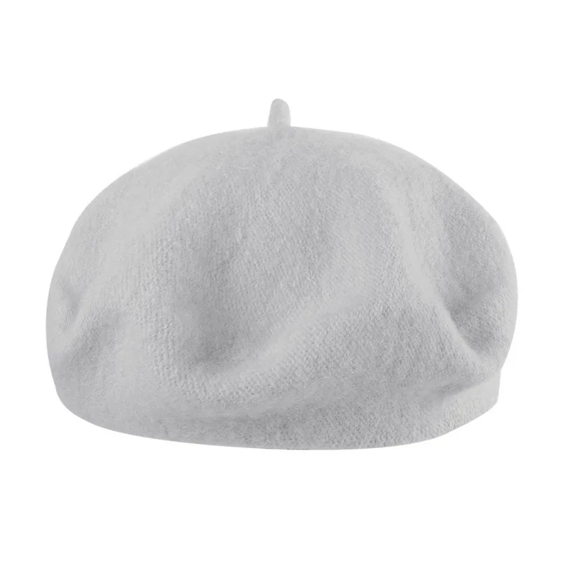 light gray Теплая зимняя женская уличная шапка, женский берет для девочек, одноцветная Женская французская шапка для художника, Женская винтажная шапка s - Цвет: light gray