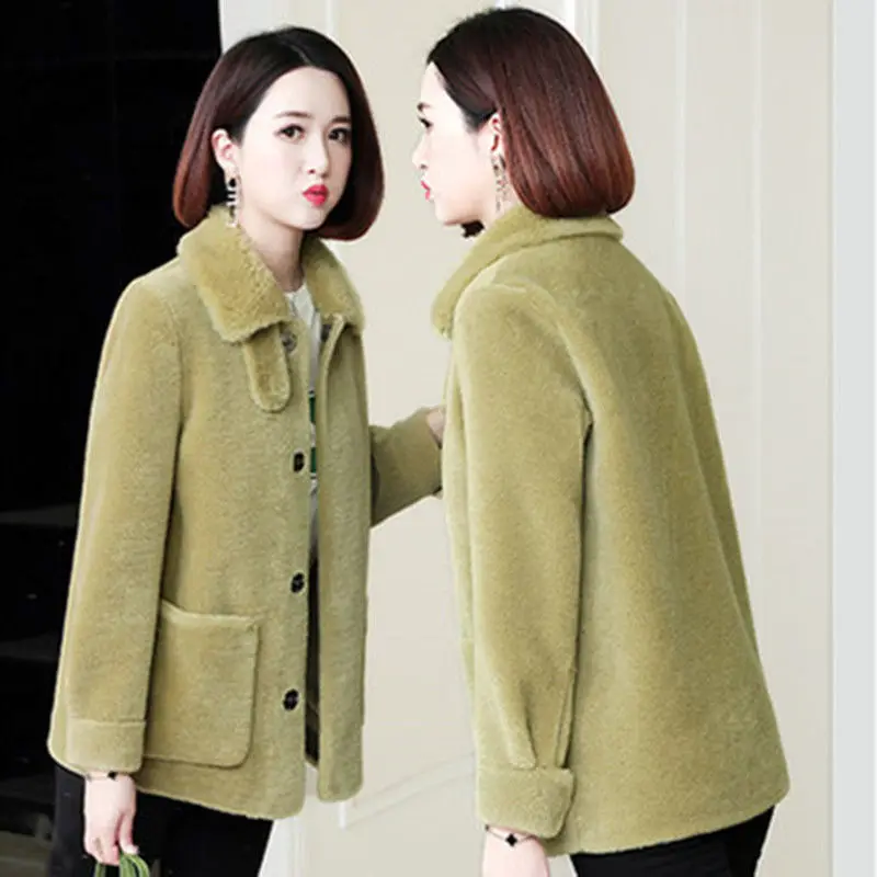 

Женское зимнее пальто из натурального меха 2021, Женская куртка из натуральной овечьей стрижки, Женская Повседневная Верхняя одежда из натур...