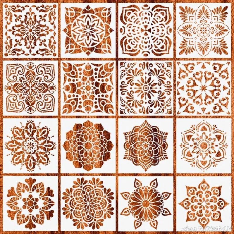 

16pcs/set Mandala Stencils DIY Drawing Template Painting Scrapbooking Paper Card Embossing Album Decorative N12 20 Dropshipping