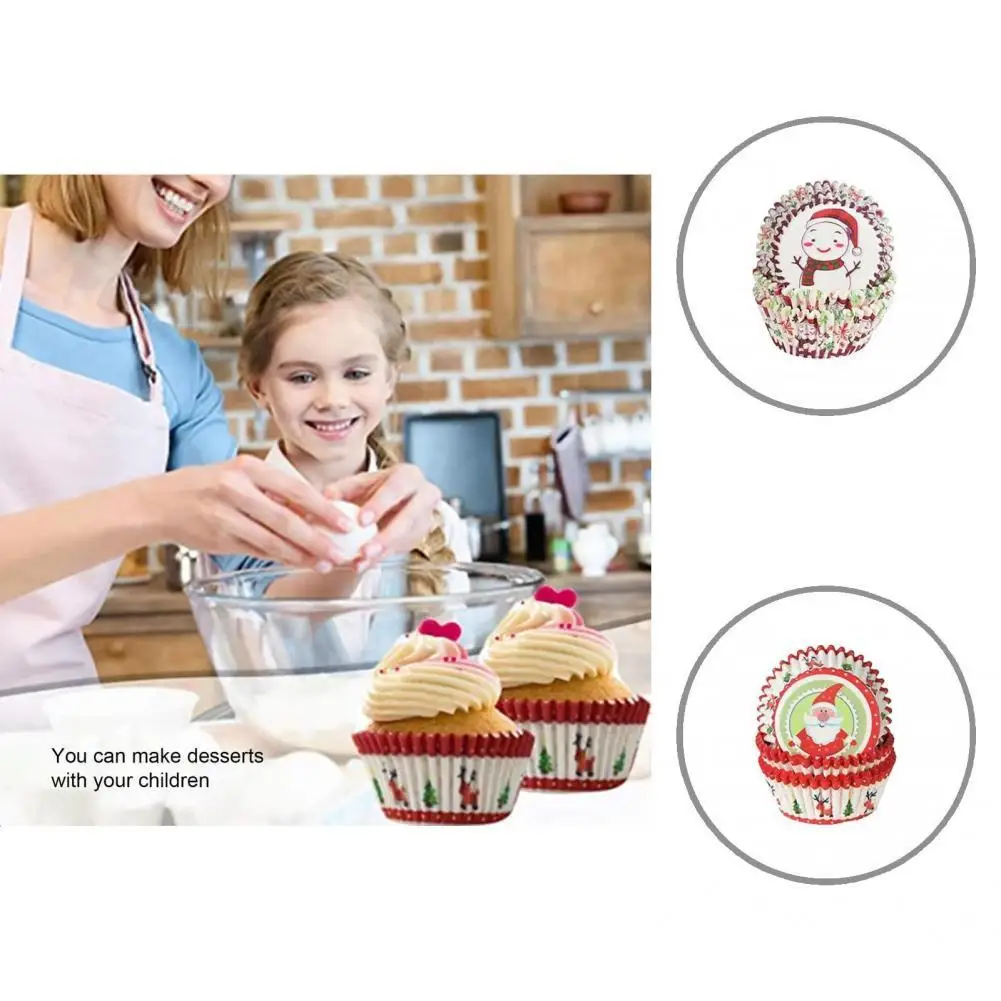 

Easy to Use Bright-colored Lovely Santa Claus Pattern Cupcake Liner for Decoration