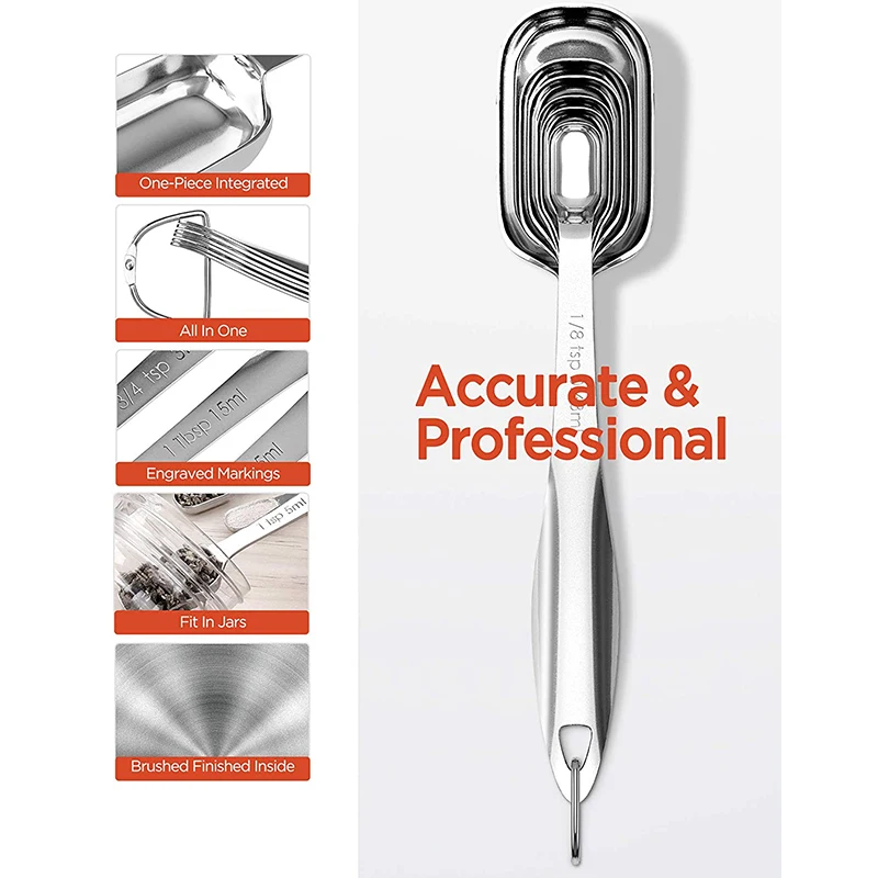 

Measuring Cups and Measuring Spoons Set Set of Stainless Steel 7 Measuring Cups and 6 Measuring Spoons Stackable